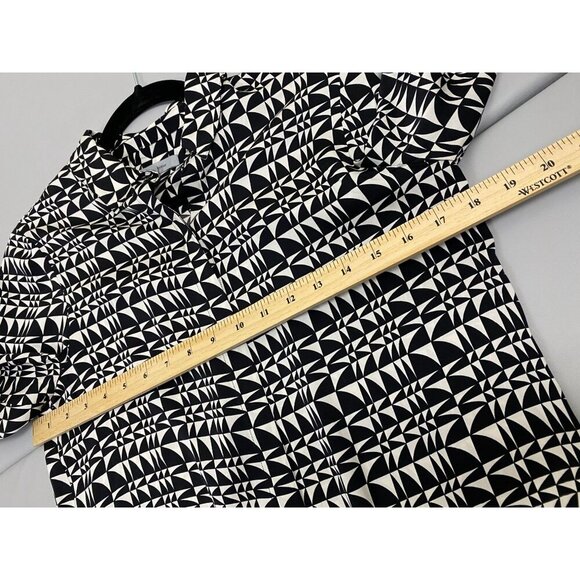 Classiques Entier Silk Blend Geometric Button Up Top Womens size XS Black Career - Picture 8 of 9